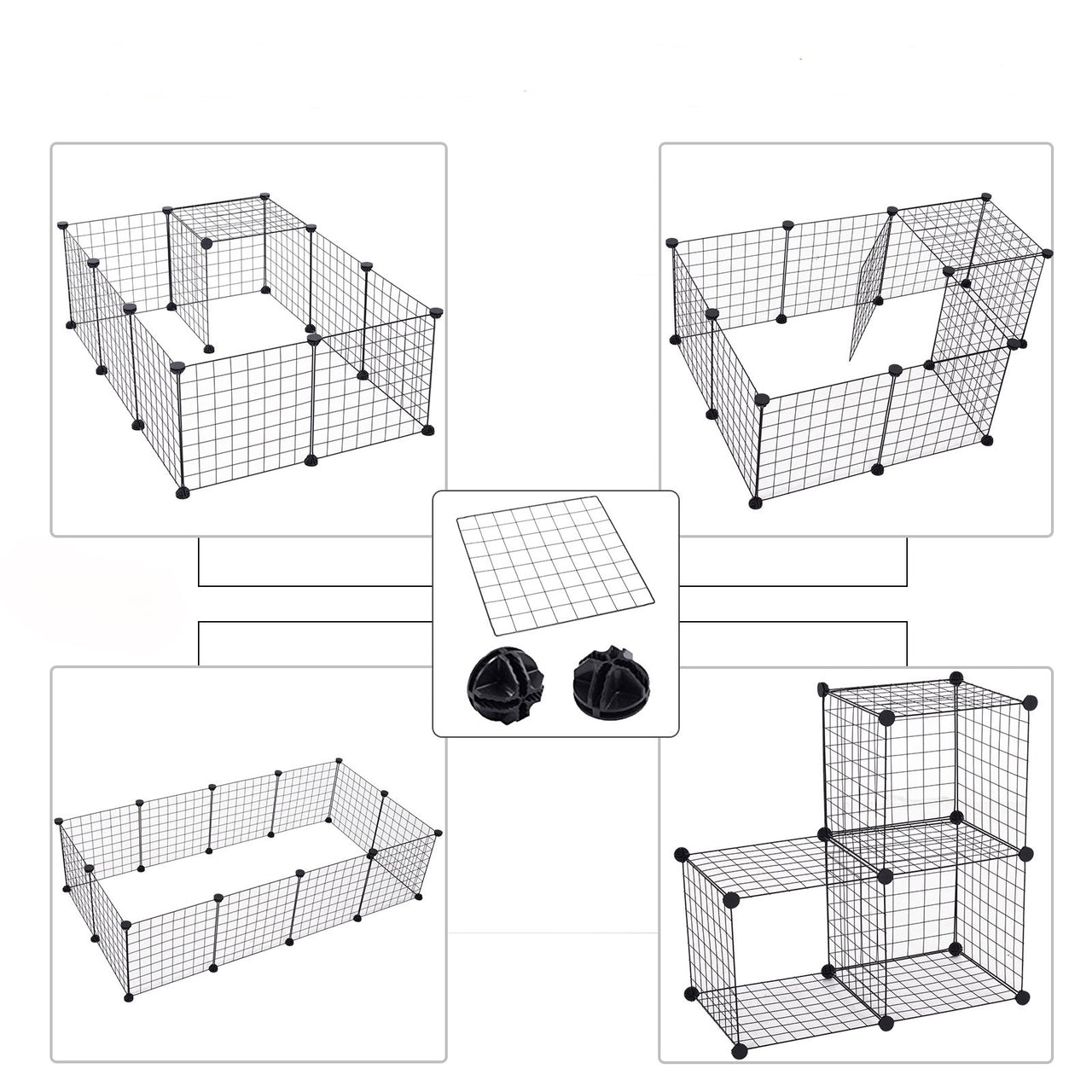 Konijnenren zwart 106x73x36 cm – Ruim en veilig verblijf voor konijnen, cavia’s en hamsters