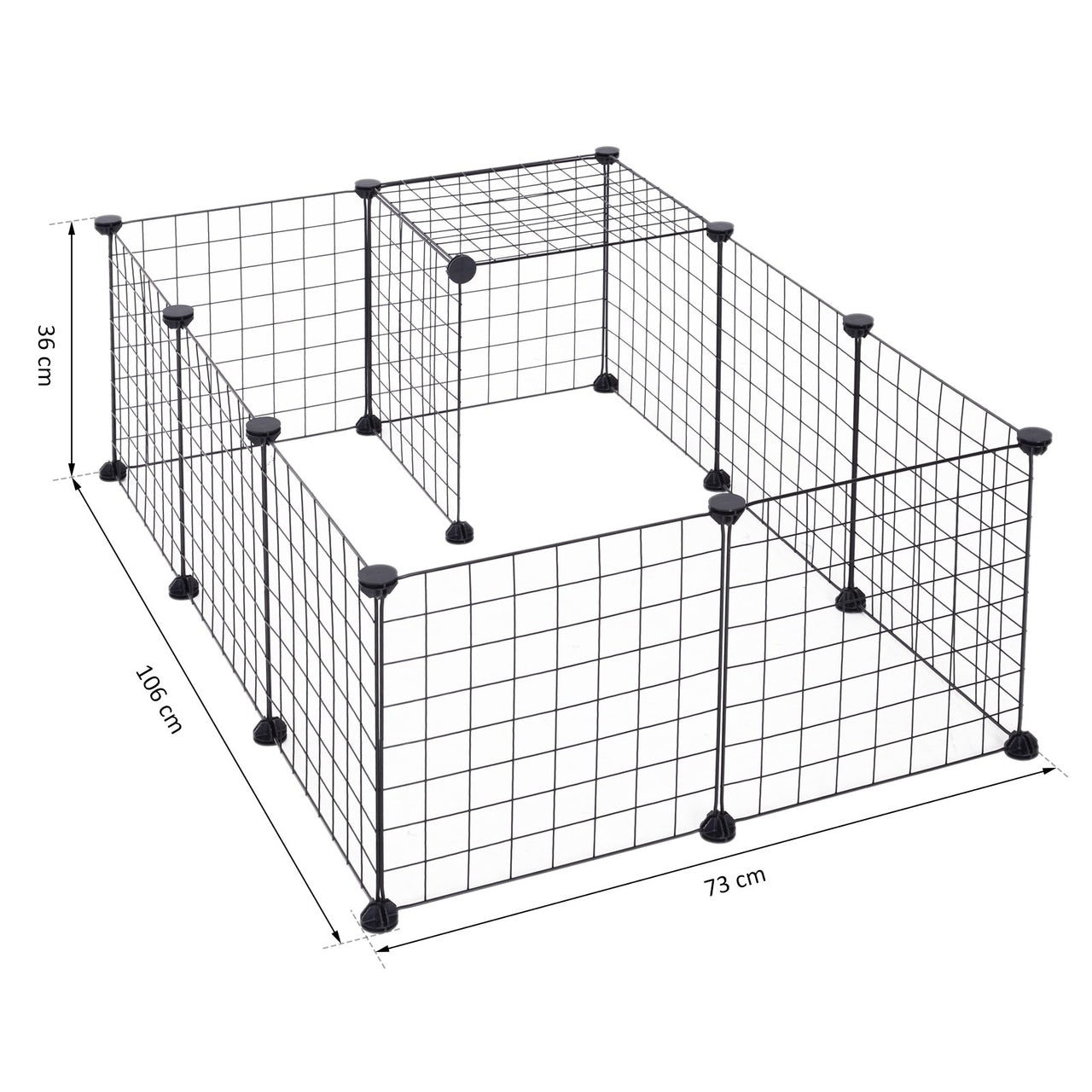 Konijnenren zwart 106x73x36 cm – Ruim en veilig verblijf voor konijnen, cavia’s en hamsters