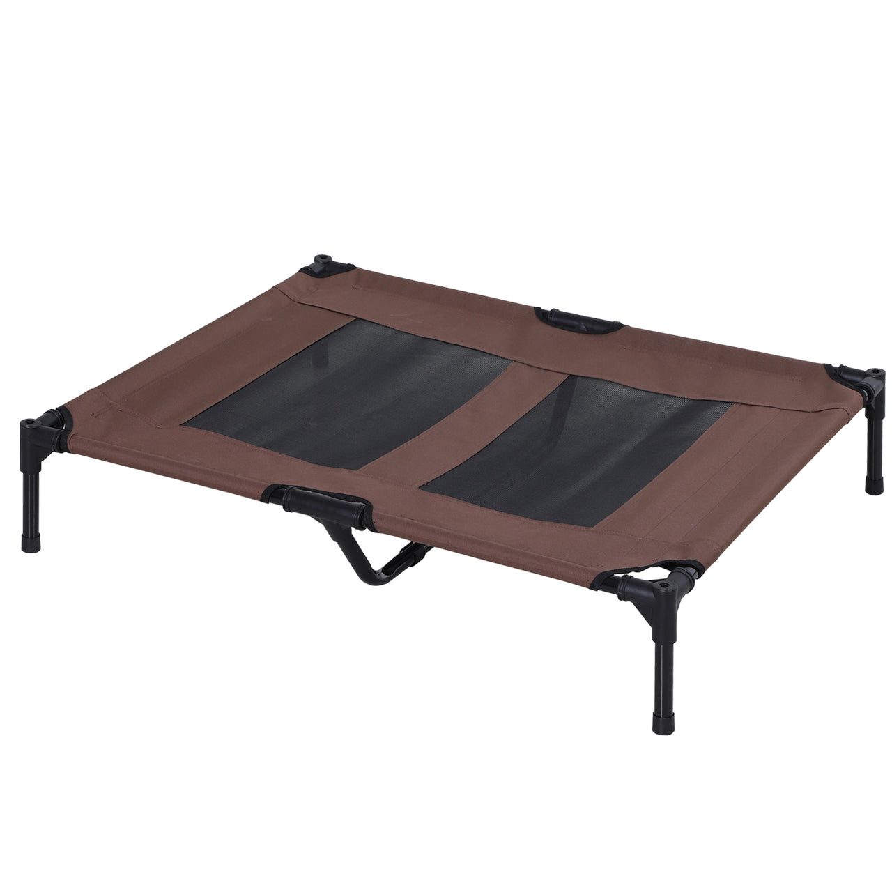 Honden ligbed met zonnedak bruin-zwart XL 92x76x90 cm – Comfort en schaduw voor je hond