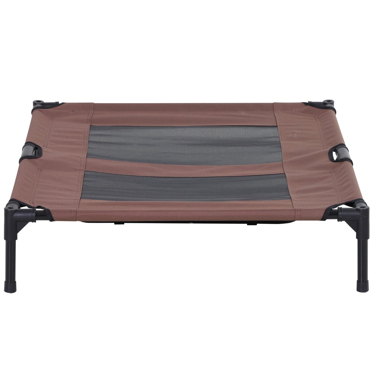 Honden ligbed met zonnedak bruin-zwart XL 92x76x90 cm – Comfort en schaduw voor je hond