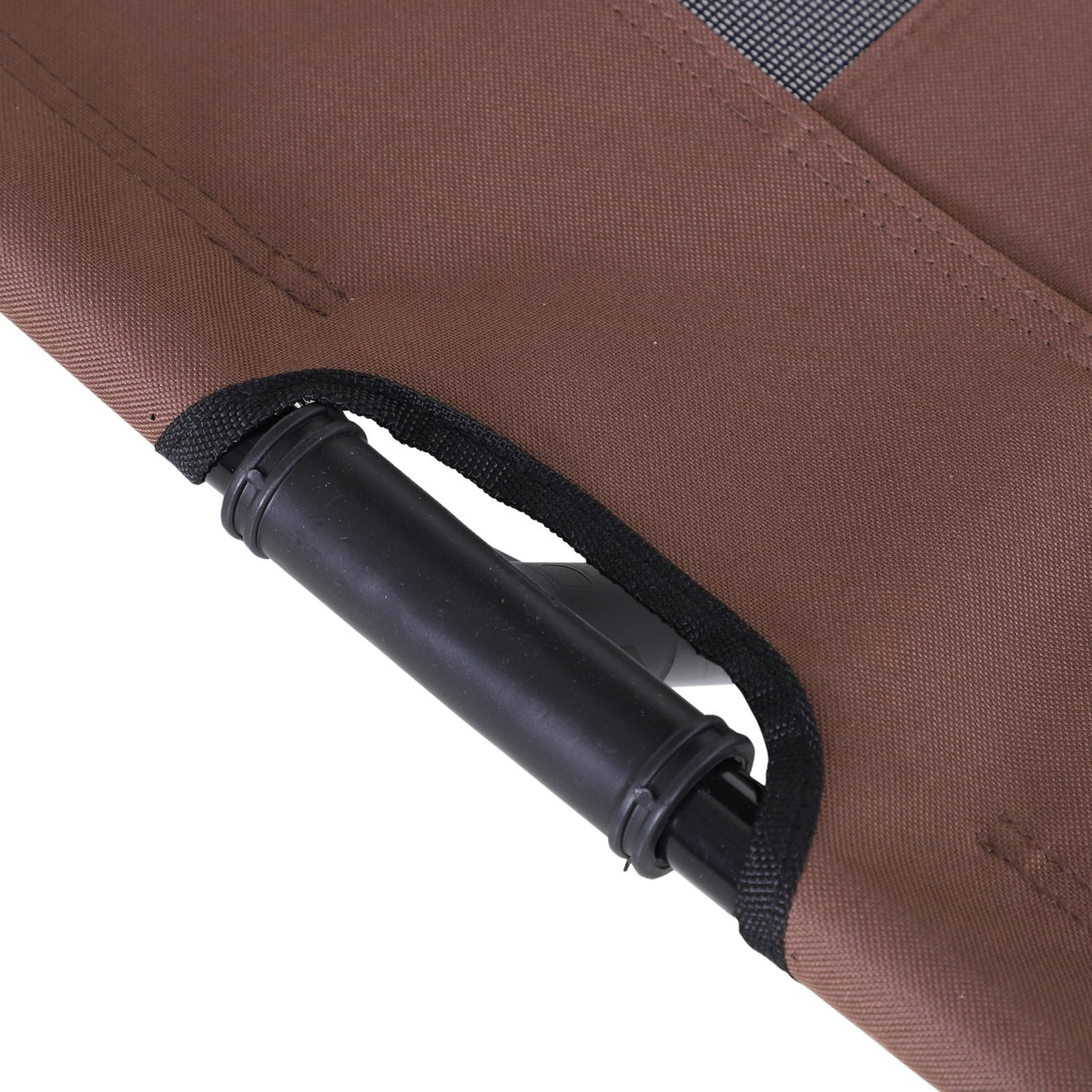 Honden ligbed met zonnedak bruin-zwart XL 92x76x90 cm – Comfort en schaduw voor je hond