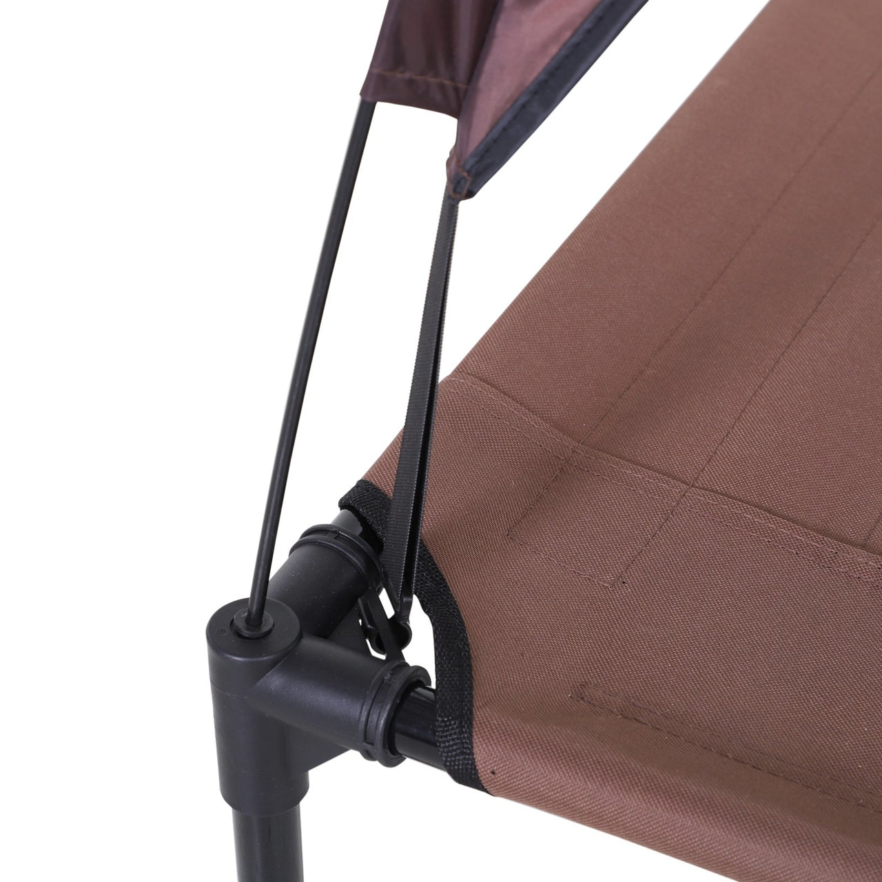 Honden ligbed met zonnedak bruin-zwart XL 92x76x90 cm – Comfort en schaduw voor je hond