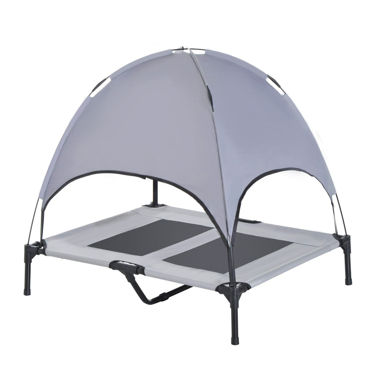Verhoogd hondenligbed met zonnedak XL grijs – 92×76x90 cm – Comfort en schaduw voor je hond | Zenzee