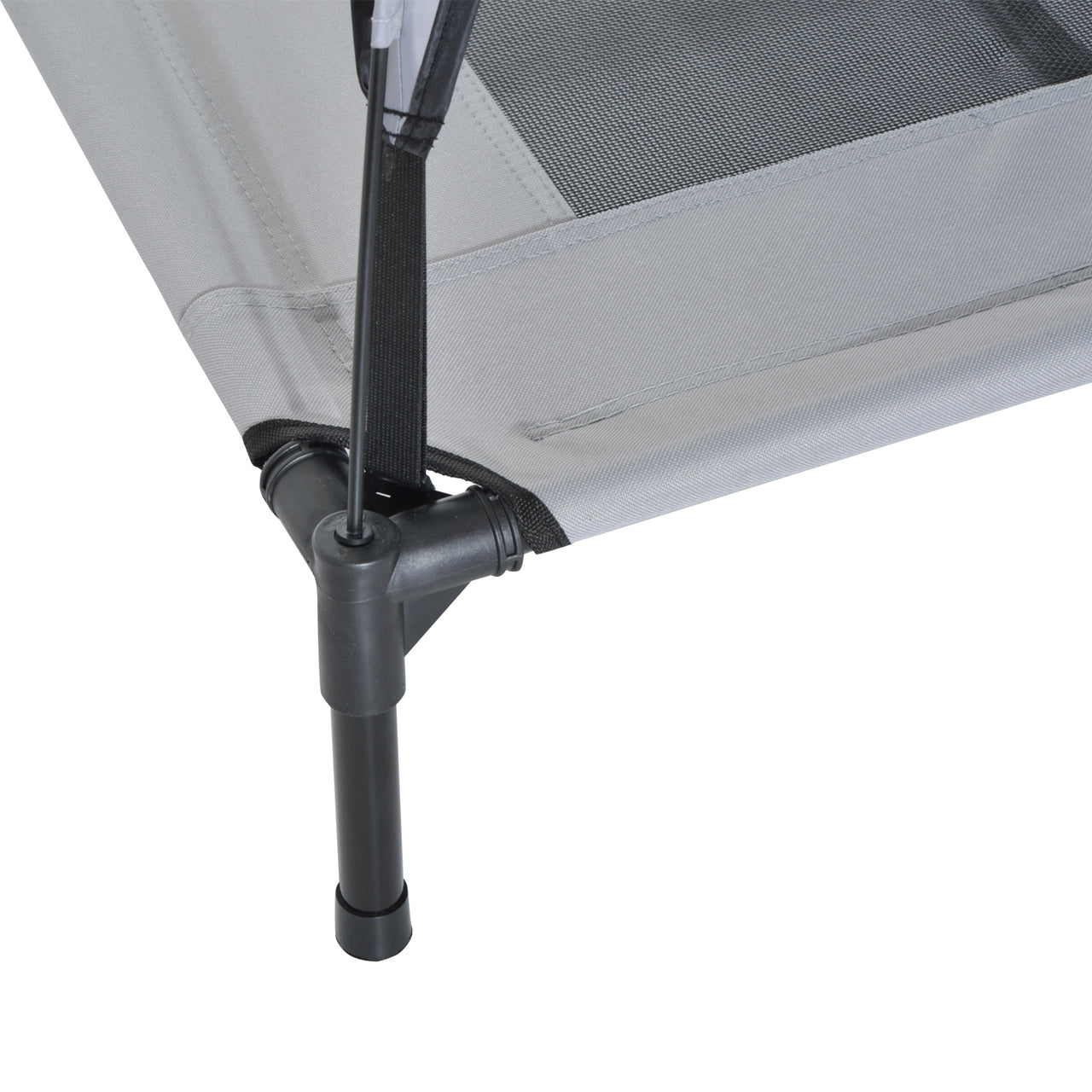 Verhoogd hondenligbed met zonnedak XL grijs – 92×76x90 cm – Comfort en schaduw voor je hond | Zenzee