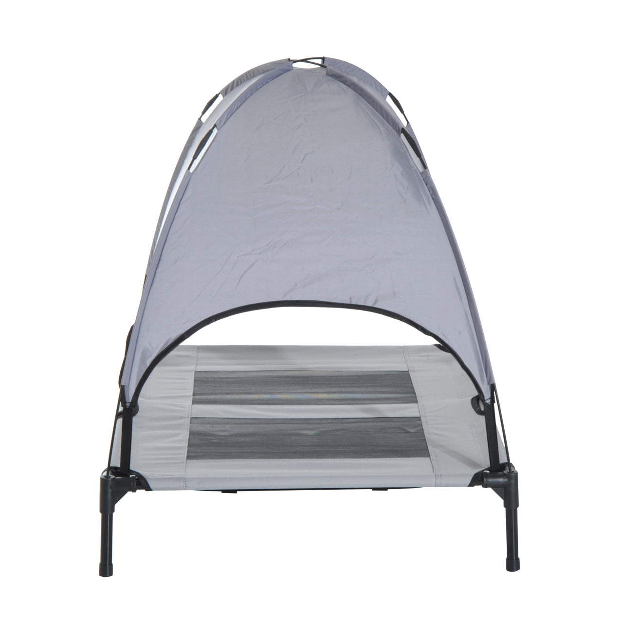 Verhoogd hondenligbed met zonnedak XL grijs – 92×76x90 cm – Comfort en schaduw voor je hond | Zenzee