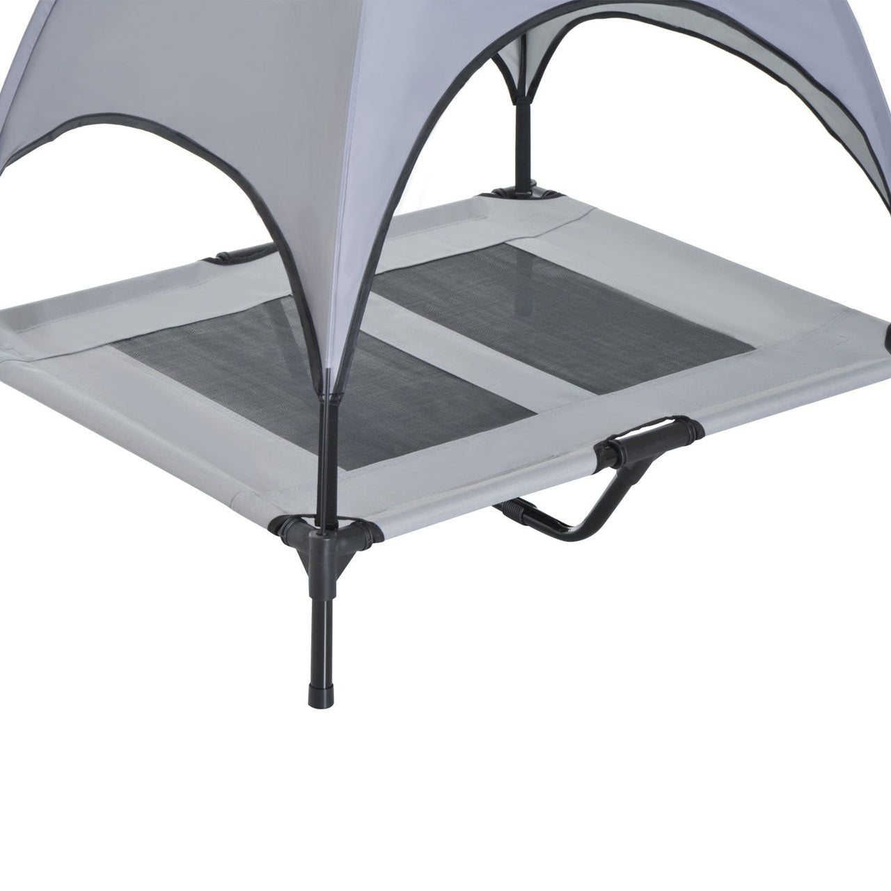 Verhoogd hondenligbed met zonnedak XL grijs – 92×76x90 cm – Comfort en schaduw voor je hond | Zenzee