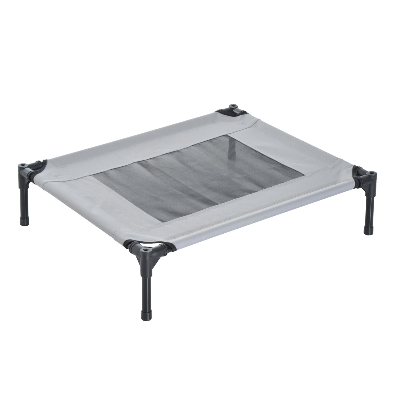 Honden ligbed met zonnedak grijs-zwart M 61x46x61 cm – Compact ligbed met comfort en schaduw voor je hond