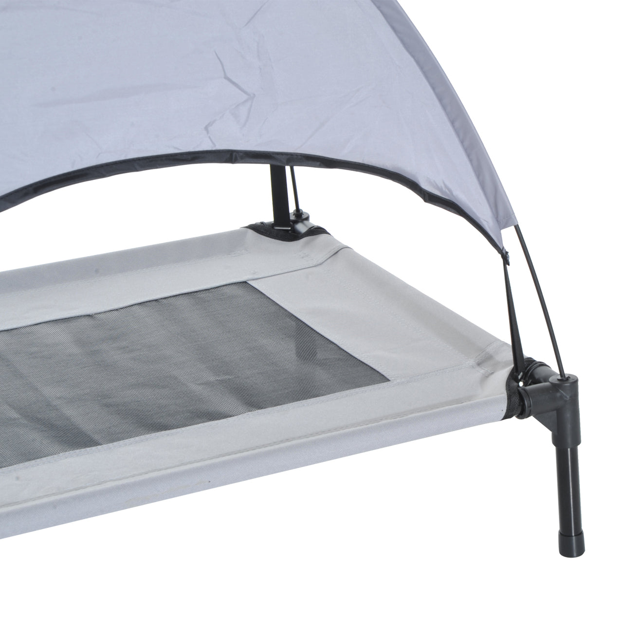 Honden ligbed met zonnedak grijs-zwart M 61x46x61 cm – Compact ligbed met comfort en schaduw voor je hond