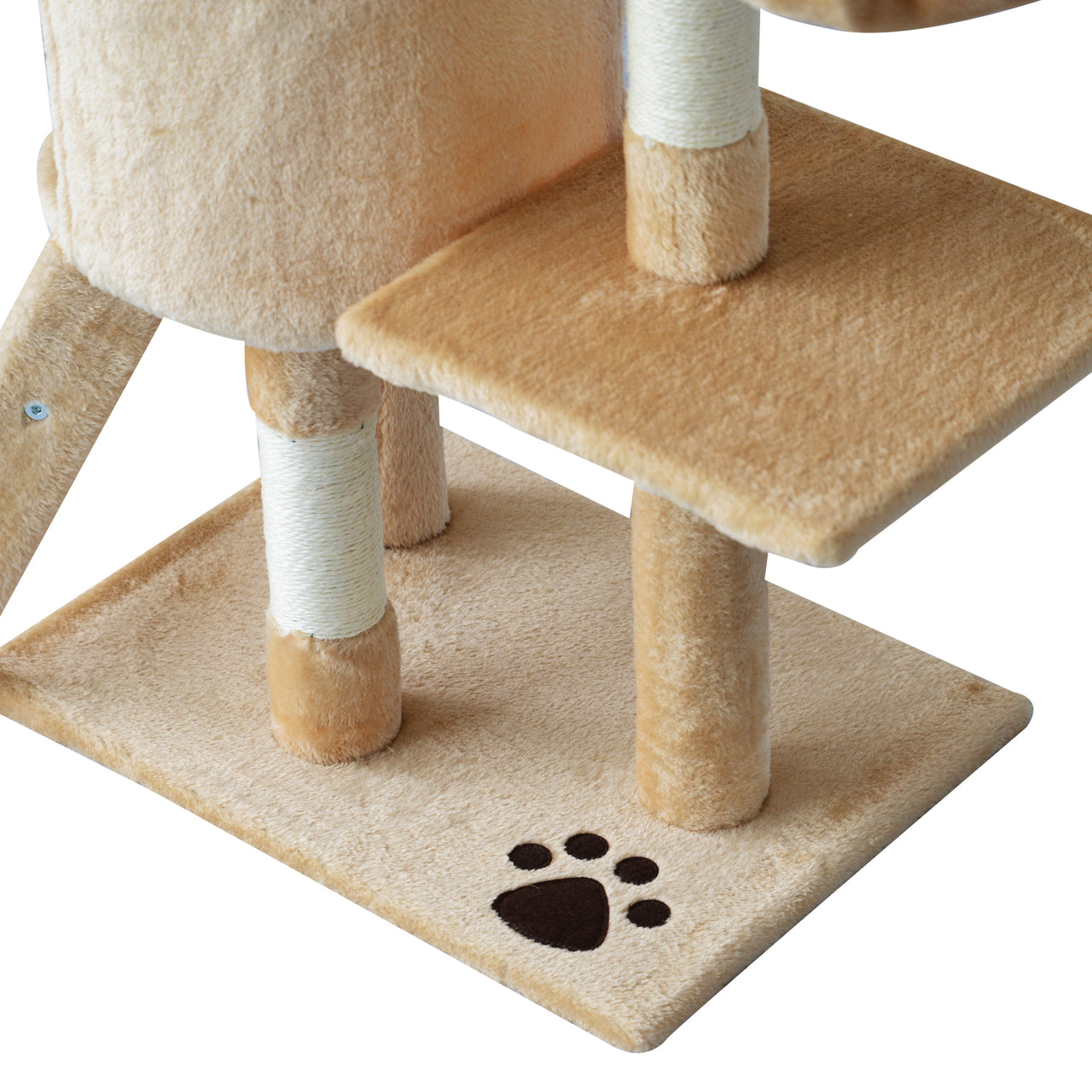 Kattenkrabpaal beige-wit 131 cm – Speel- en rustmeubel met krabfunctie voor je kat