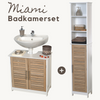 Badkamerset met wastafelonderkast en kolomkast wit/eiken complete set