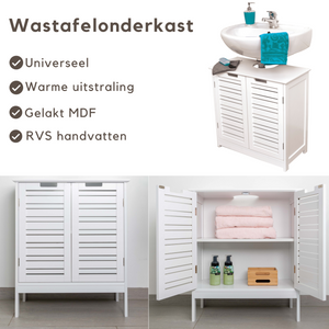 Badkamerset wit – Wastafelonderkast en kolomkast met strak design, witte MDF en ruime praktische opbergruimte