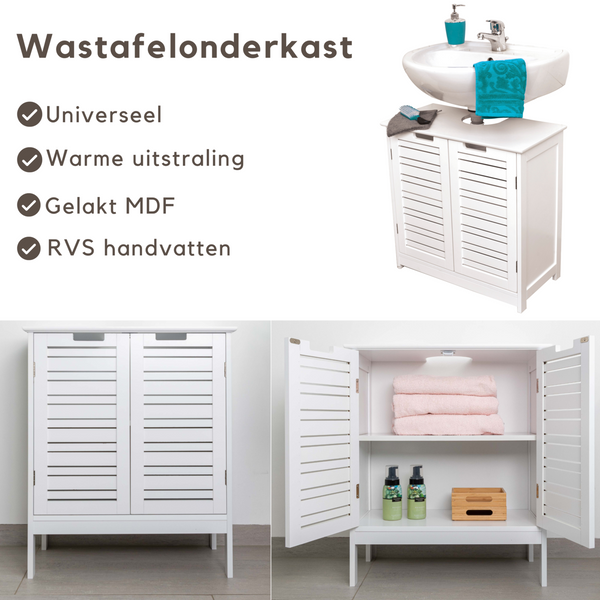 Badkamerset wit – Wastafelonderkast en kolomkast met strak design en ruime opberging