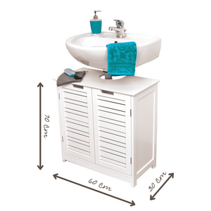 Witte wastafelonderkast 70x60x30 cm – Compact badkamermeubel met strak design en praktische dubbele deuren