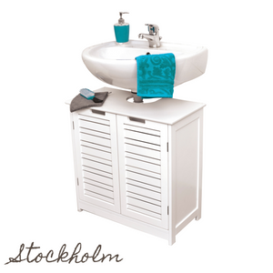 Witte wastafelonderkast 70x60x30 cm – Compact badkamermeubel met strak design en functionele louvredeuren voor frisse uitstraling