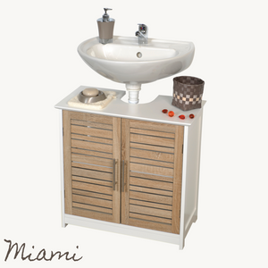 Wastafelonderkast wit-eiken 70x60x30 cm – Compact badkamermeubel met natuurlijke uitstraling en praktische opbergruimte