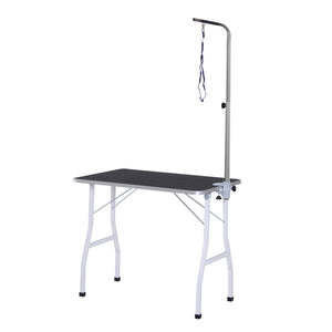 Honden trimtafel zwart 92x62x76 cm – stabiele en inklapbare trimtafel met rubberen antislip werkblad en aanlijnfunctie