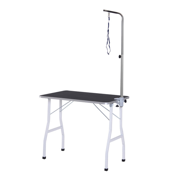 Honden trimtafel zwart 92x62x76 cm – Stabiele en inklapbare trimtafel met aanlijnfunctie