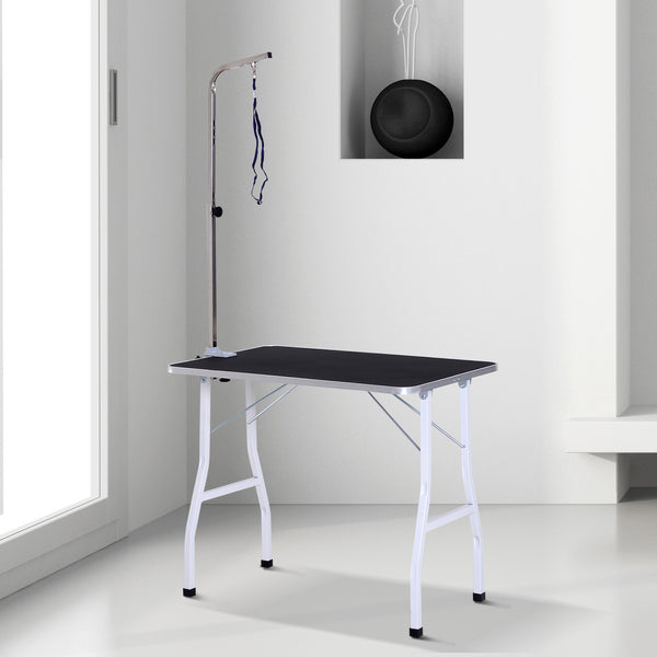 Honden trimtafel zwart 92x62x76 cm – Stabiele en inklapbare trimtafel met aanlijnfunctie