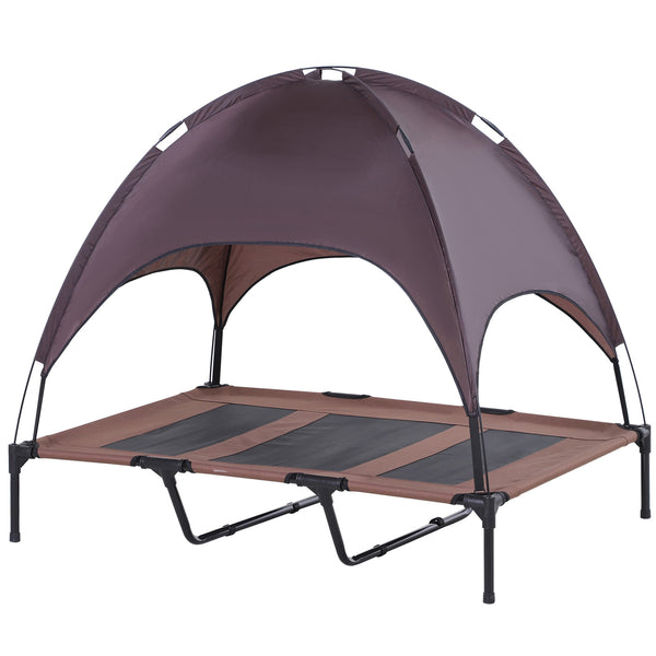 Comfortabel honden ligbed met zonnedak XXL 122x92x108 cm – Bruin zwart voor ultiem gemak en schaduw