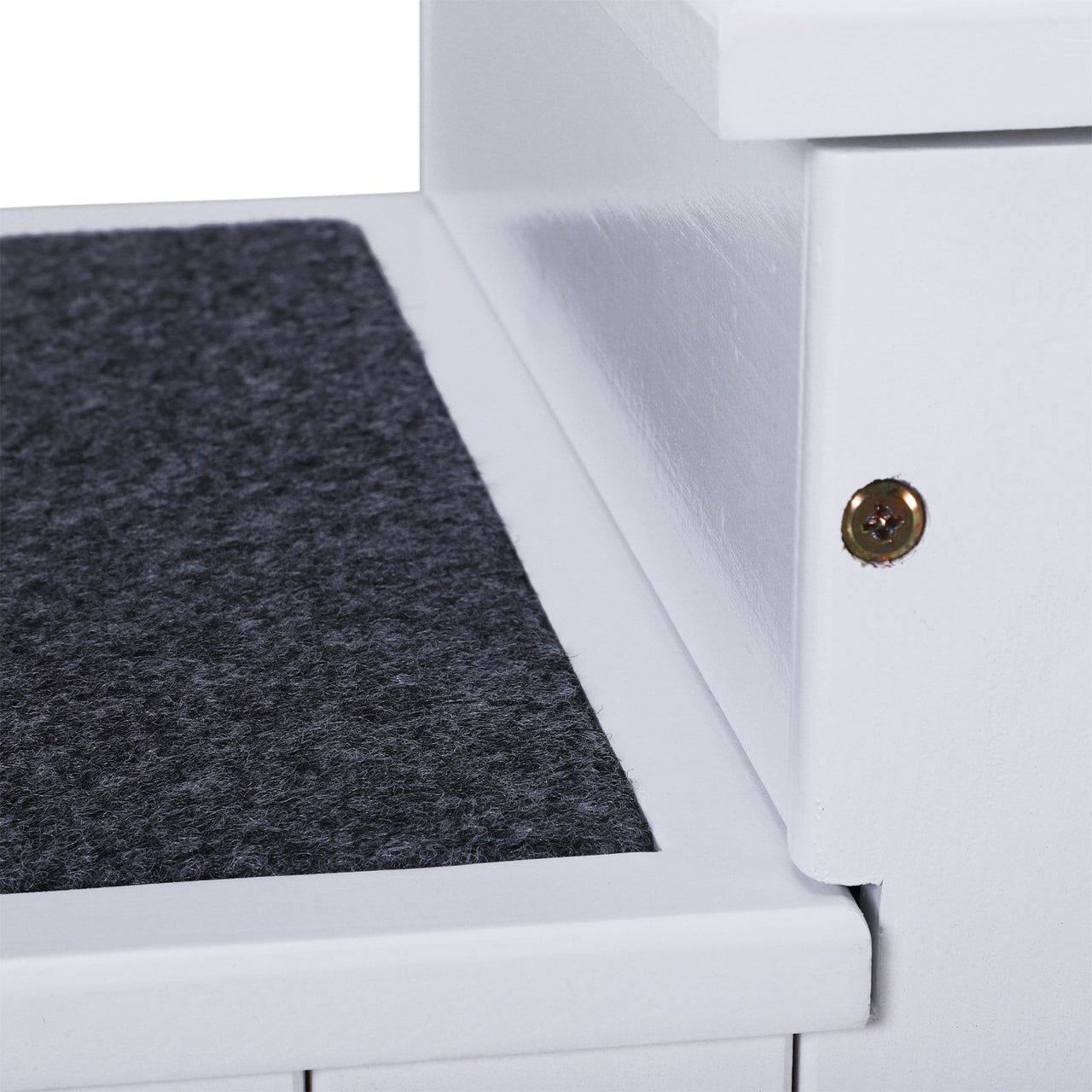 Witte houten hondentrap met tapijt 40,5x44,5x38 cm – Veilig en comfortabel voor kleine honden