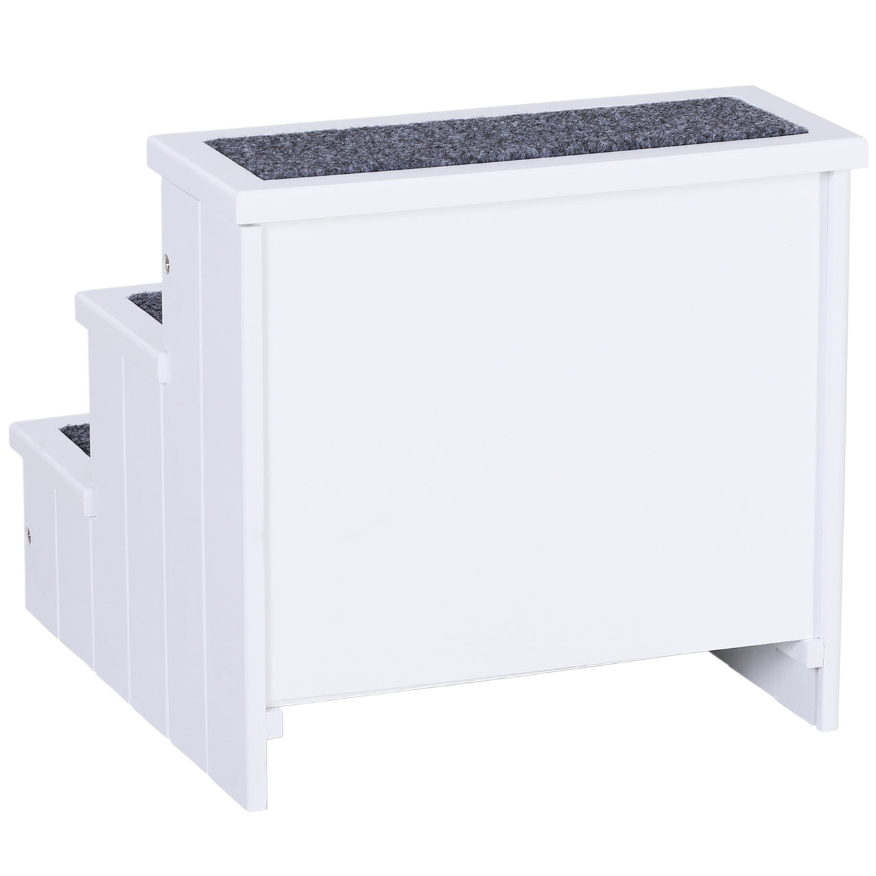 Witte houten hondentrap met tapijt 40,5x44,5x38 cm – Veilig en comfortabel voor kleine honden