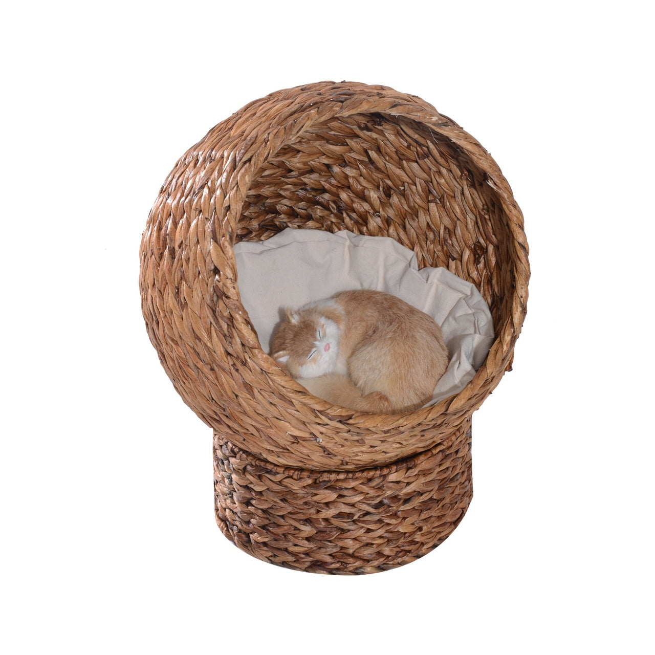 Zacht kattenbed met kussen 42x33x52 cm – Bruine mand voor knusse rustmomenten