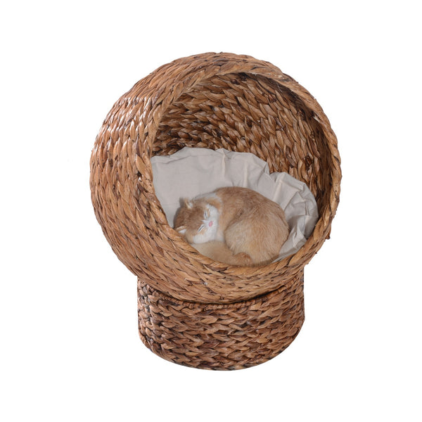 Zacht kattenbed met kussen 42x33x52 cm – Bruine mand voor knusse rustmomenten