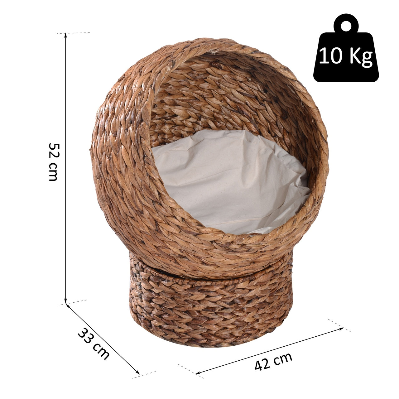 Zacht kattenbed met kussen 42x33x52 cm – Bruine mand voor knusse rustmomenten