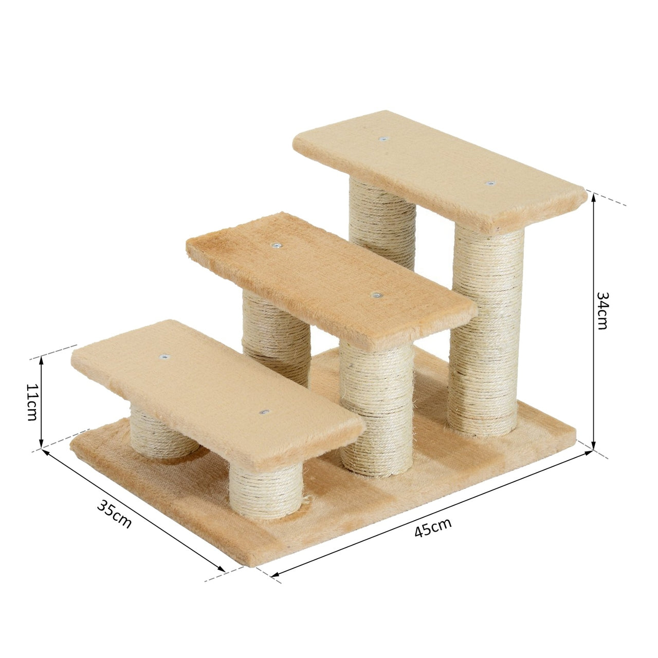 Crème hondentrap met 3 treden 45x35x34 cm – Ideaal voor kleine honden en katten