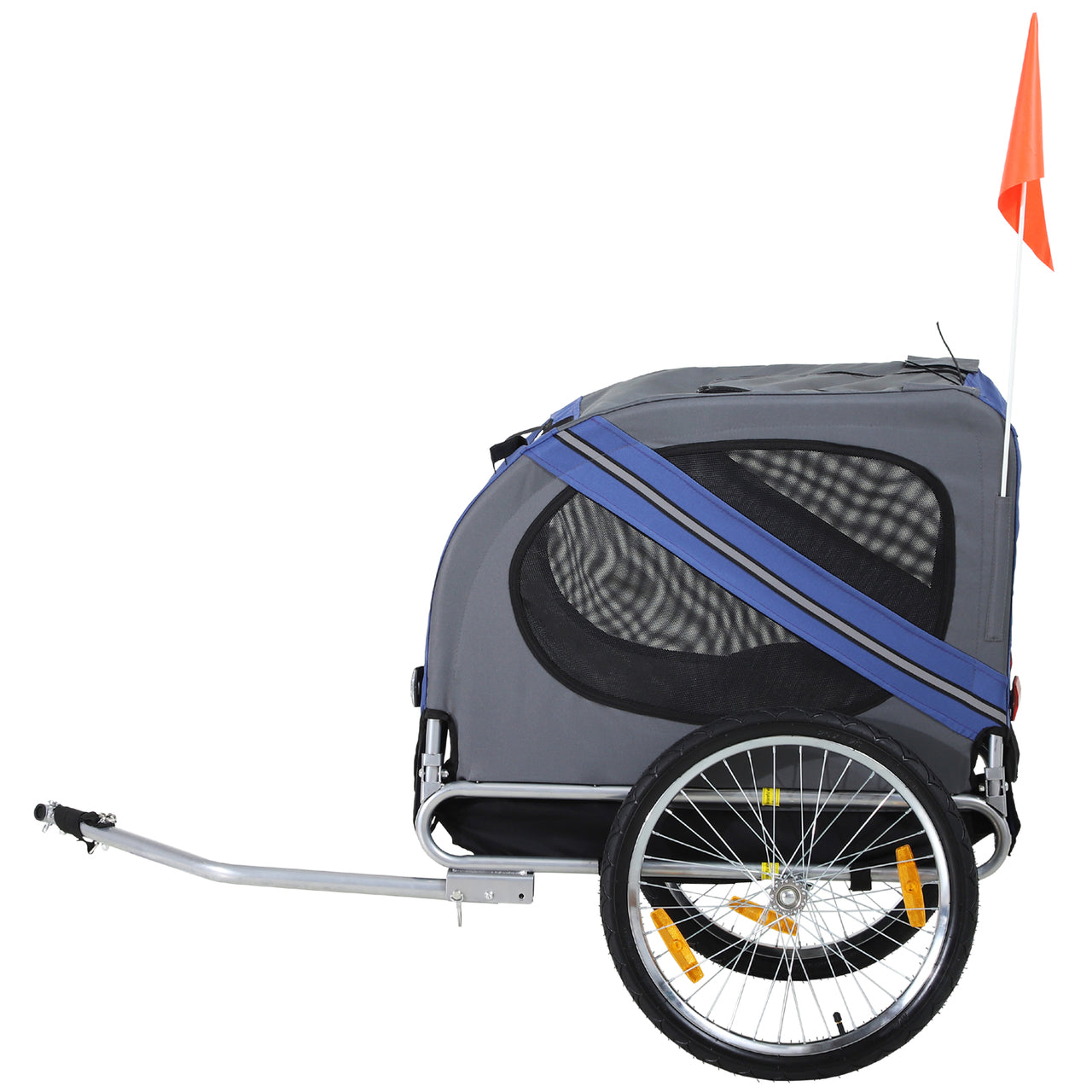 Hondenfietskar grijs blauw 130x73x94 cm – Fietskar met zichtvensters en veilige constructie