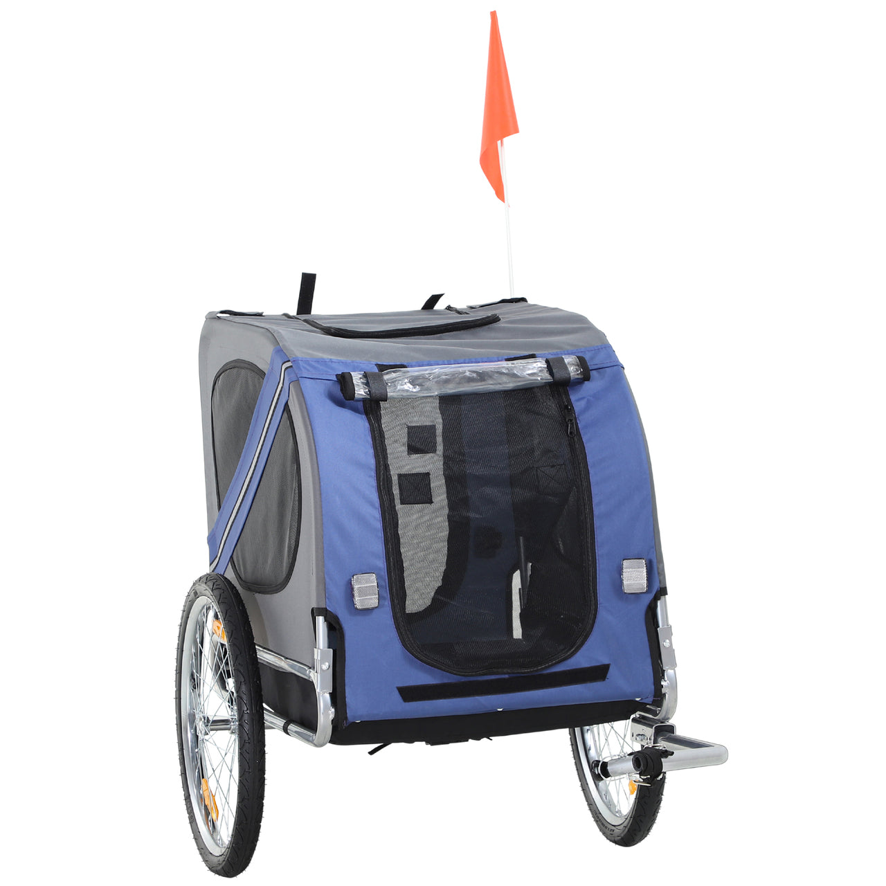 Hondenfietskar grijs blauw 130x73x94 cm – Fietskar met zichtvensters en veilige constructie