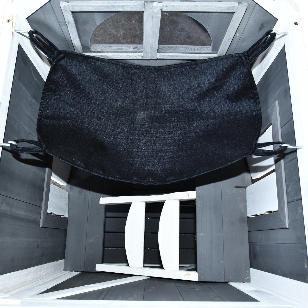 Grijze kattenvilla met terras 109x55x59 cm – Ruim kattenhuis voor ontspanning en avontuur
