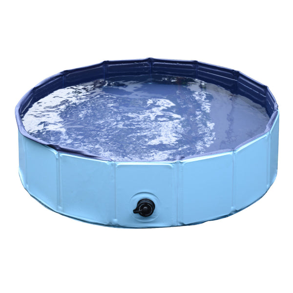 Opvouwbaar blauw hondenzwembad – Ø 120 x 30 cm, ideaal voor warme dagen