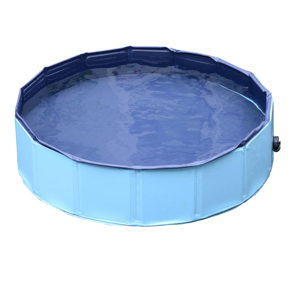 Opvouwbaar blauw hondenzwembad – Ø 120 x 30 cm, ideaal voor warme dagen