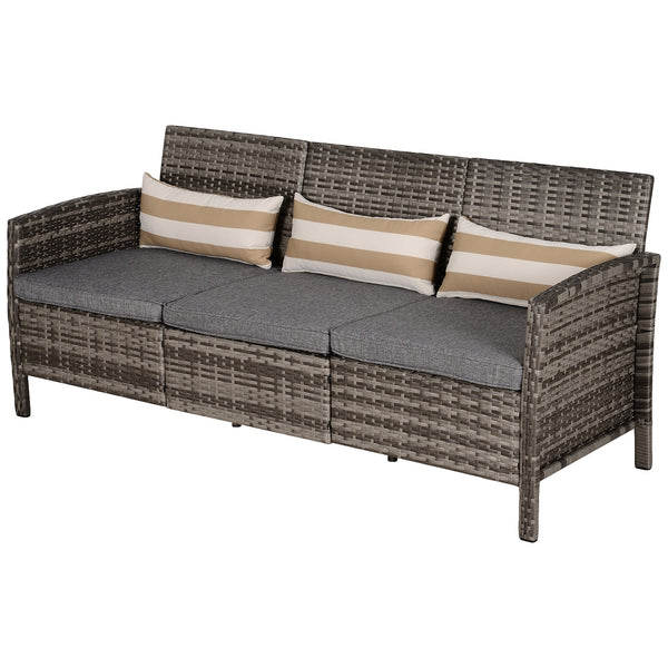 Stijlvolle 3-zits tuinbank 173x68x78 cm – Polyrattan zitcomfort met dikke kussens