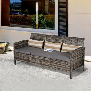 Stijlvolle 3-zits tuinbank 173x68x78 cm – Polyrattan zitcomfort met dikke kussens voor duurzame en comfortabele buitenruimte