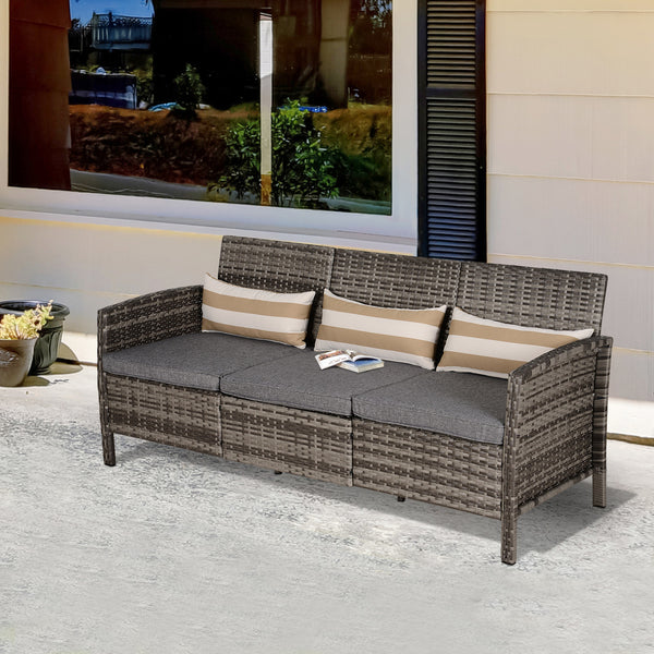 Stijlvolle 3-zits tuinbank 173x68x78 cm – Polyrattan zitcomfort met dikke kussens