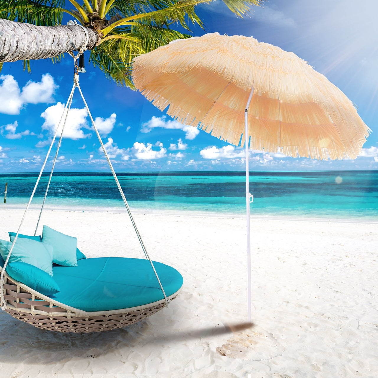 Tropische strandparasol Hawaii – knikbaar, ø160 cm, UV-bescherming
