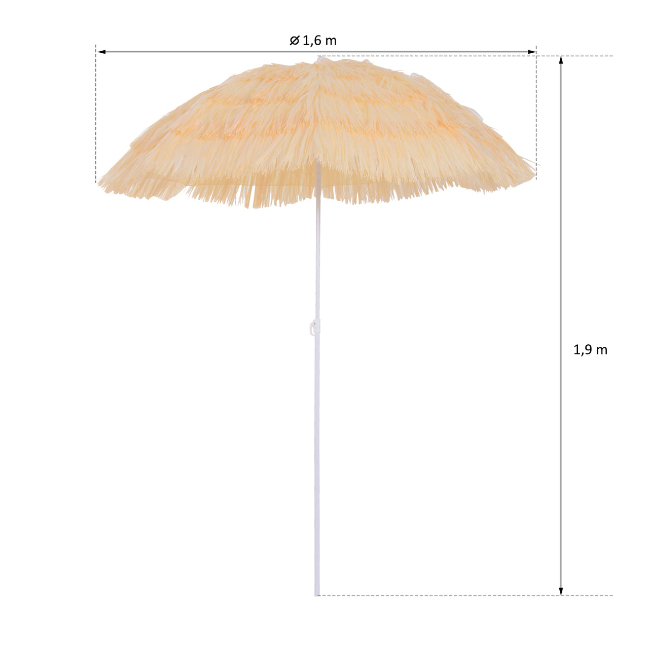 Tropische strandparasol Hawaii – knikbaar, ø160 cm, UV-bescherming