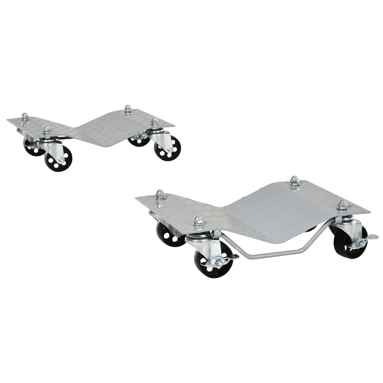 Set van 2 grijze metalen automovers – 450 kg draagvermogen per stuk
