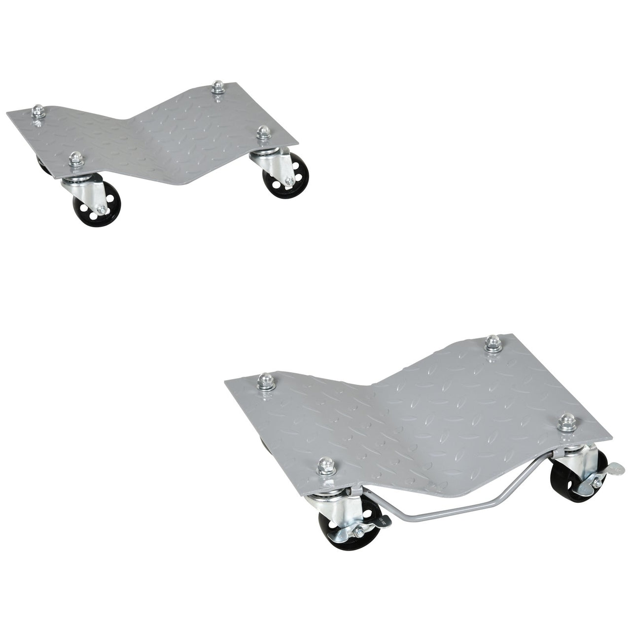 Set van 2 grijze metalen automovers – 450 kg draagvermogen per stuk