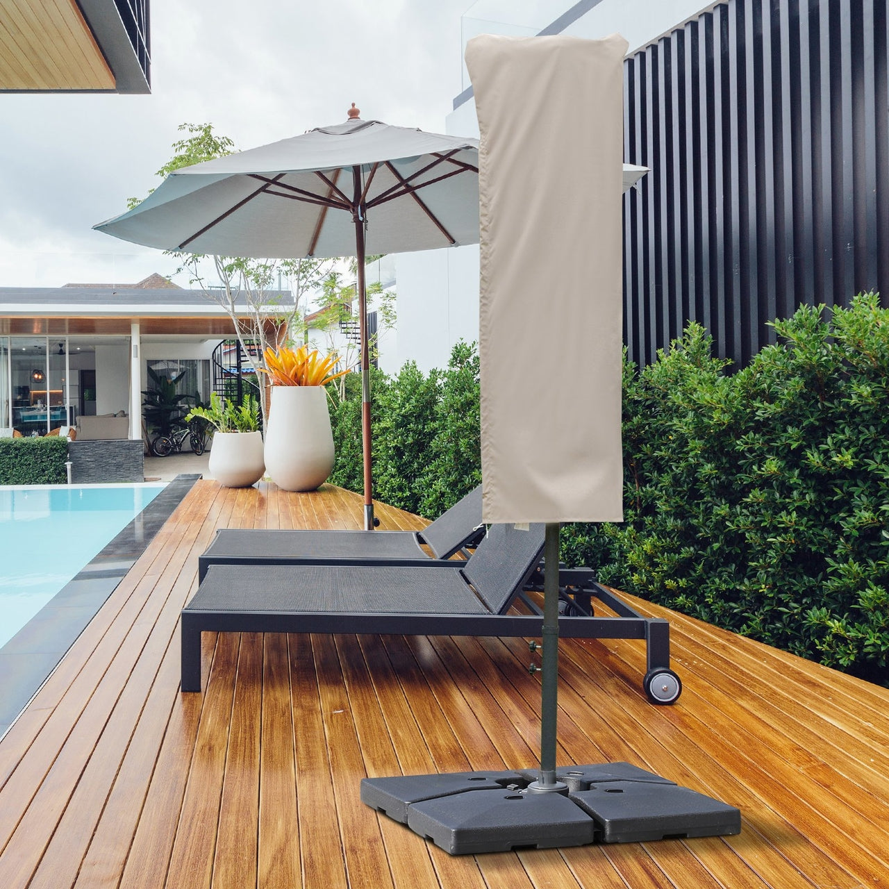 Weerbestendige parasolhoes ø57x160 cm – geschikt voor zweef- en staande parasols