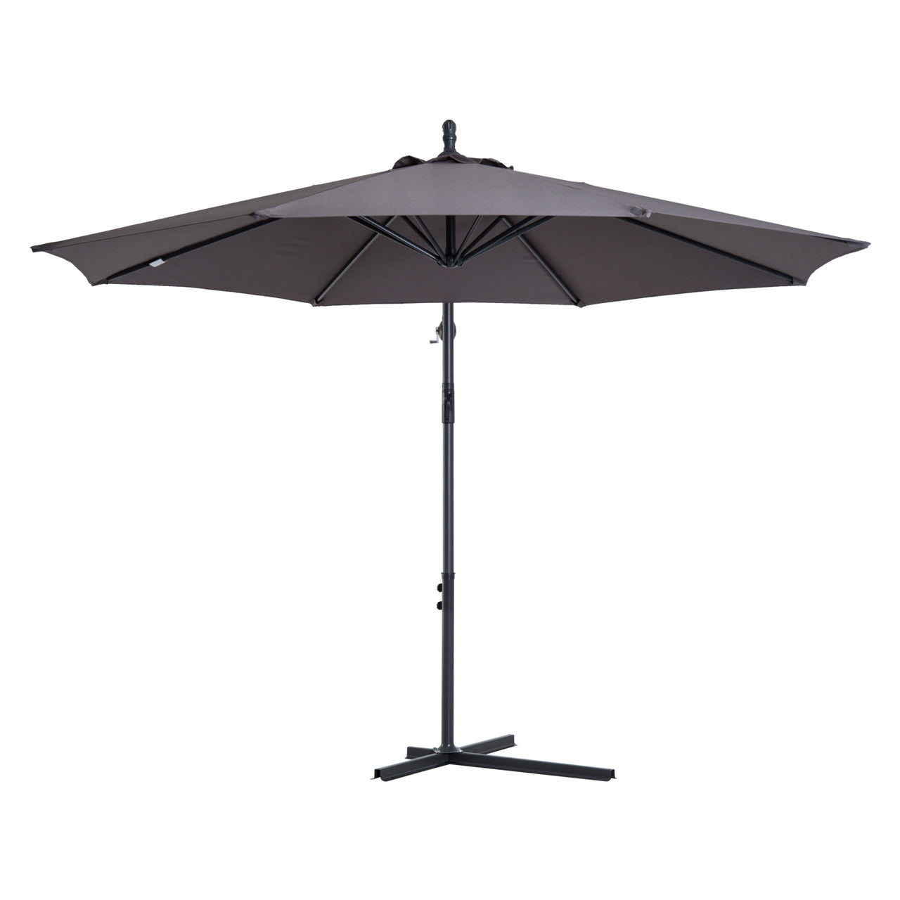 Robuuste grijze zweefparasol – ø3 x 2,5 m met handslinger en waterafstotend doek