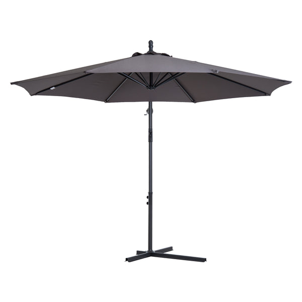 Robuuste grijze zweefparasol – ø3 x 2,5 m met handslinger en waterafstotend doek