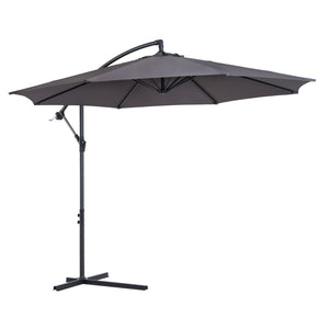 Robuuste zweefparasol grijs – ø3 x 2,5 m met handslinger en waterafstotend doek, stijlvol en praktisch voor terras en tuin