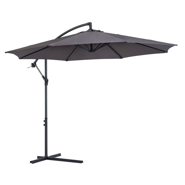 Robuuste grijze zweefparasol – ø3 x 2,5 m met handslinger en waterafstotend doek