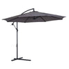 Robuuste zweefparasol grijs – ø3 x 2,5 m met handslinger en waterafstotend doek