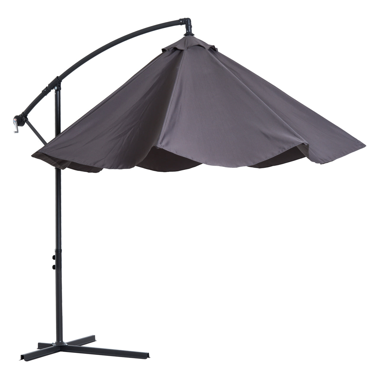 Robuuste grijze zweefparasol – ø3 x 2,5 m met handslinger en waterafstotend doek