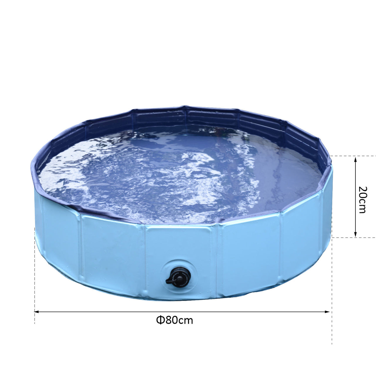 Opvouwbaar blauw hondenzwembad – Ø 80 x 20 cm, ideaal voor warme dagen