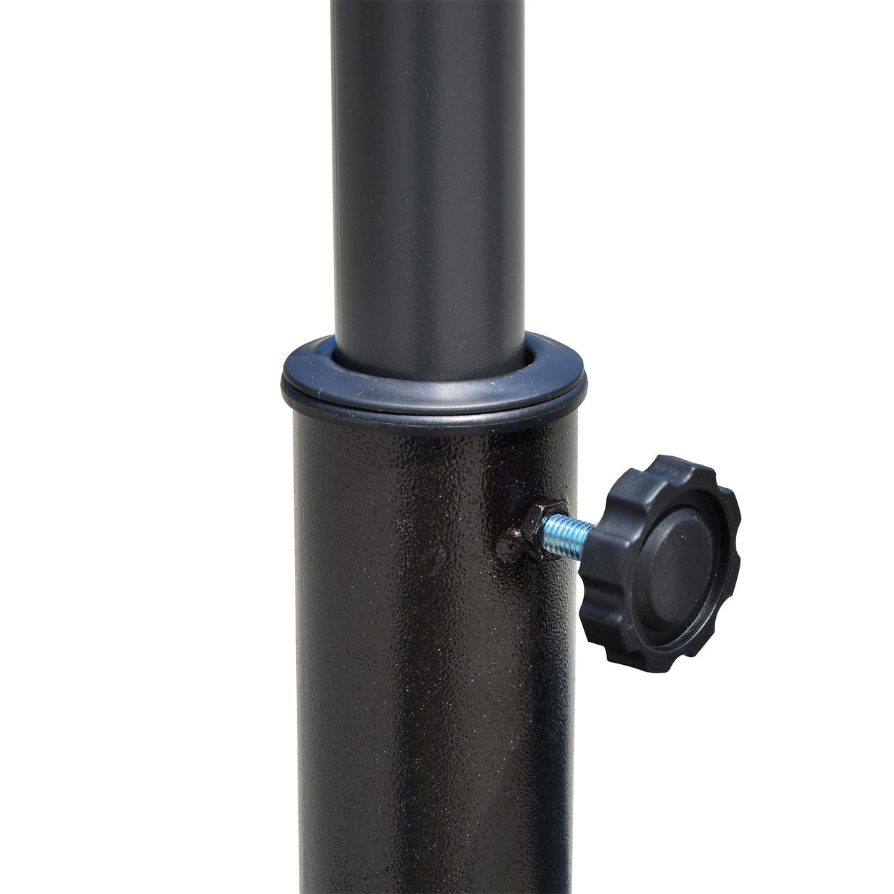Stevige zwarte parasolvoet 14 kg – rond 44 x 33 cm met 2 adapters